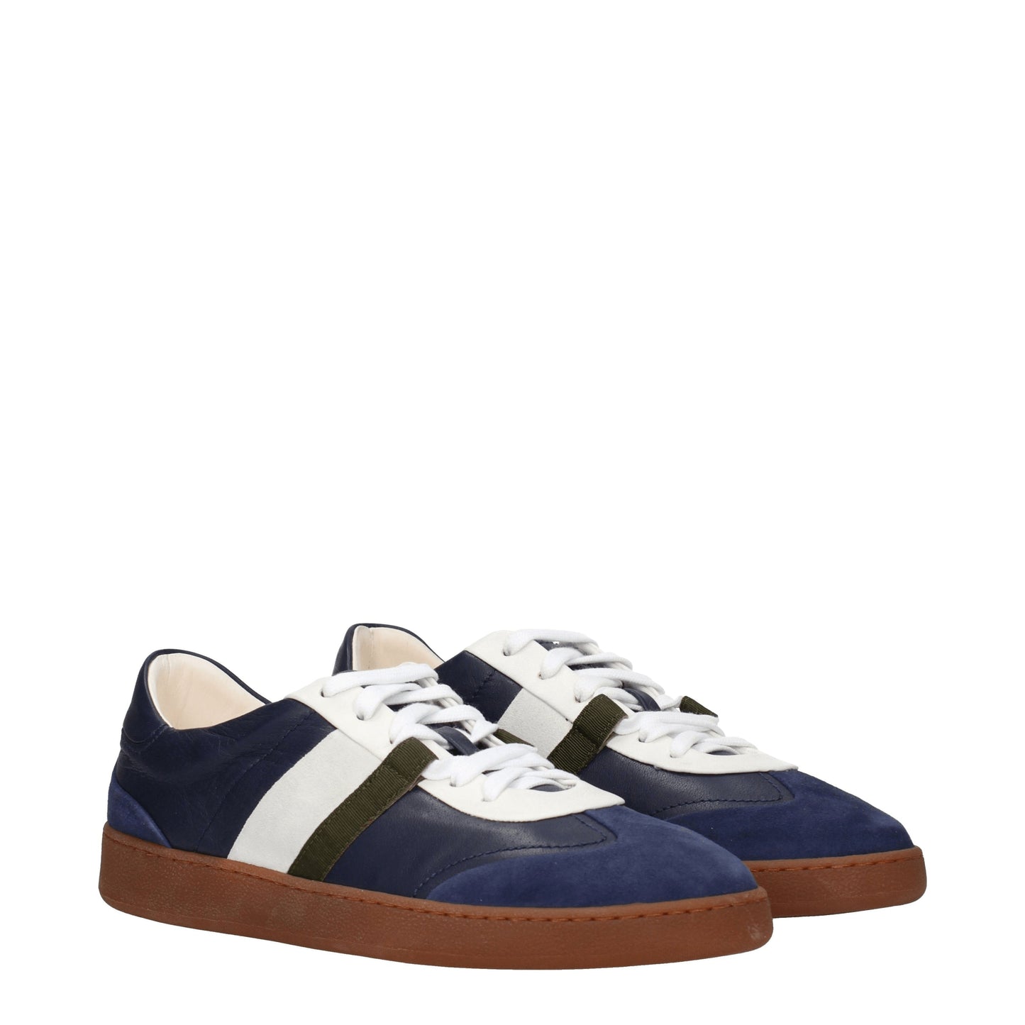 Salvatore Ferragamo Men's Sneakers in Leather Blue/Sea Blue