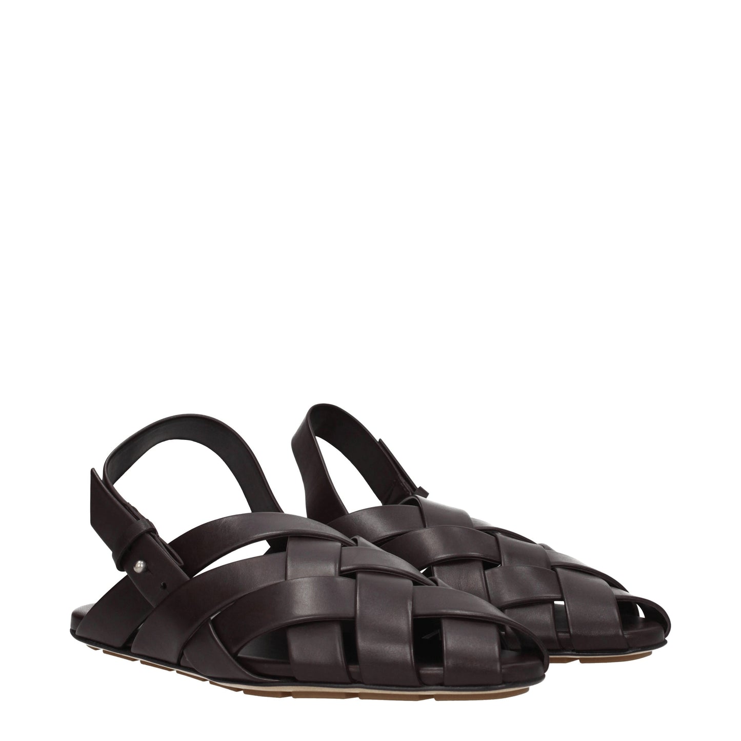 Bottega Veneta Sandals & Slippers Men Leather Brown/Dark Chocolate