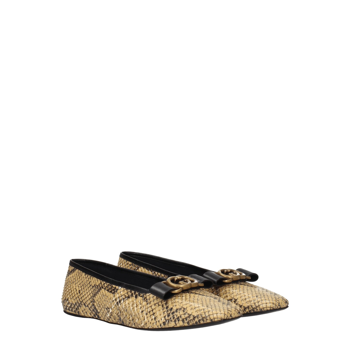 Gucci Women's Ballet Flats in Leather Python Beige