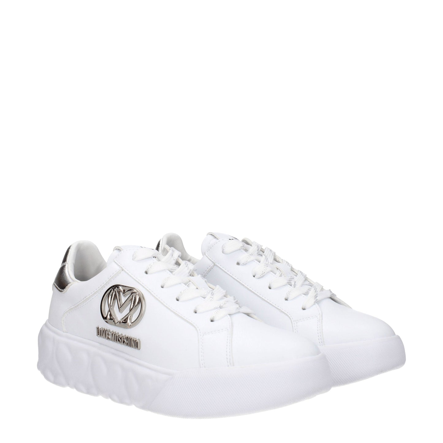 Love Moschino Women's Sneakers in Leather White/Silver