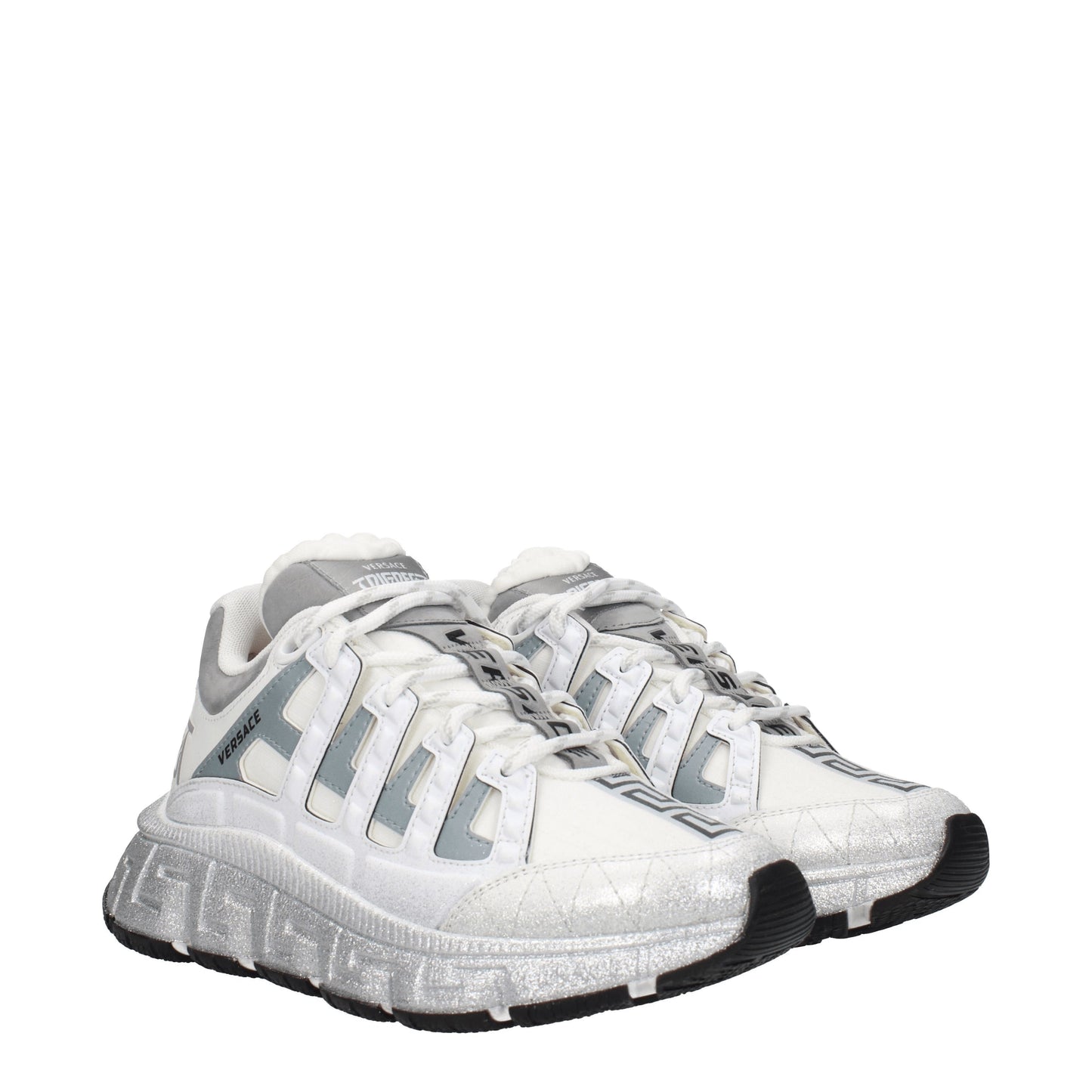 Versace Women's Sneakers in Fabric  White/Silver