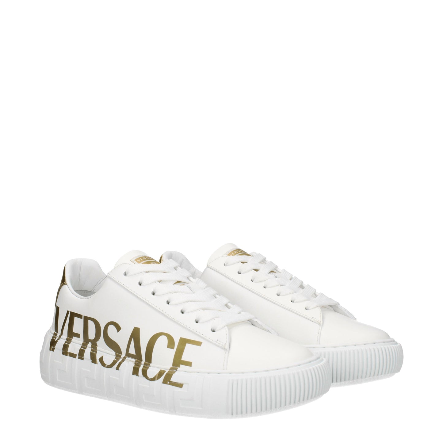 Versace Women's Sneakers in Leather White/Gold