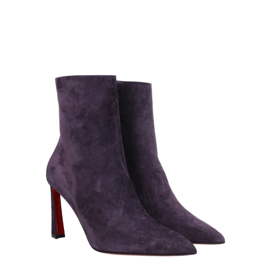 Louboutin Women's Boots in Suede Violet/Blackberry