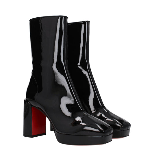 Louboutin Women's Boots in Patent Leather Black