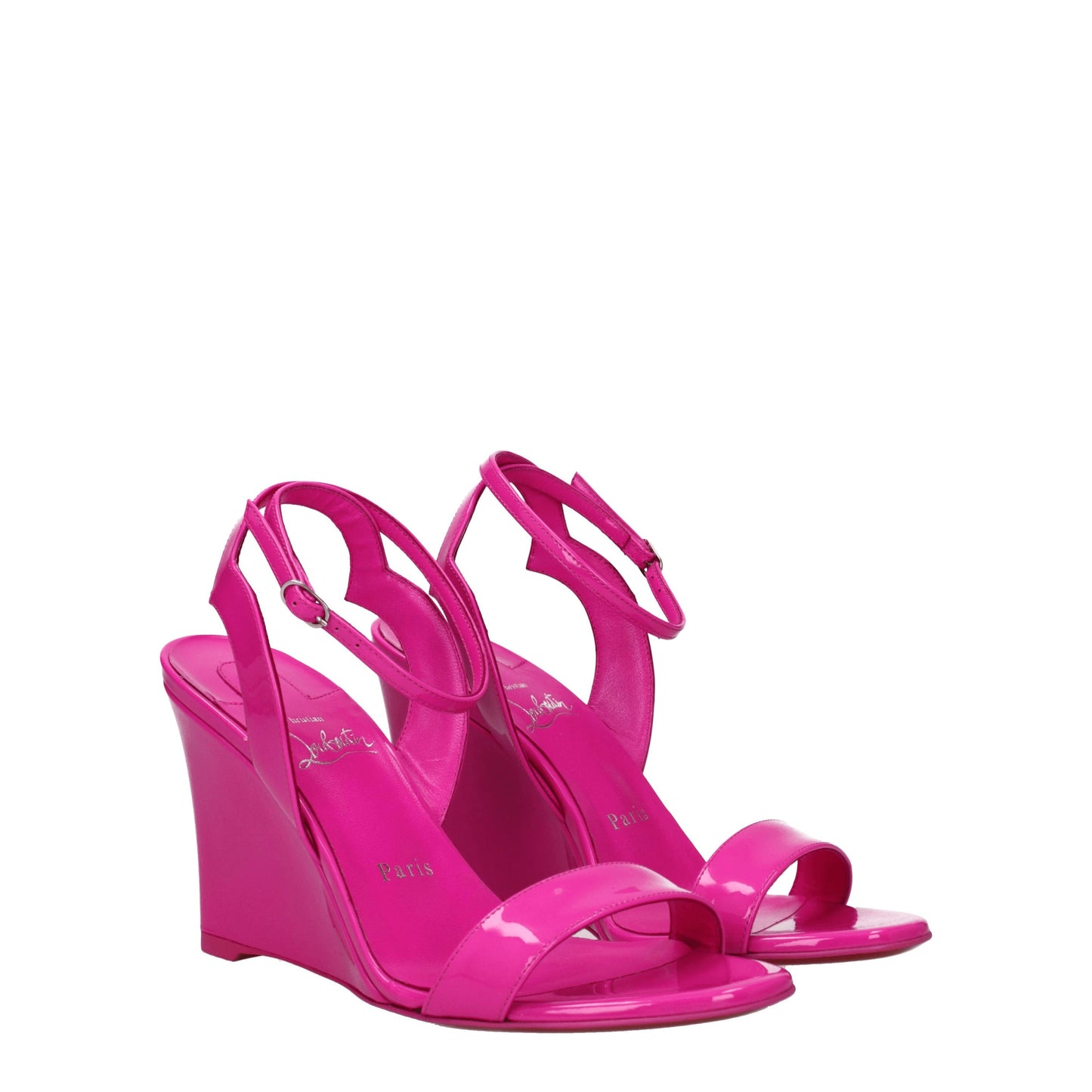 Louboutin Women's Wedges in Patent Leather Fuchsia