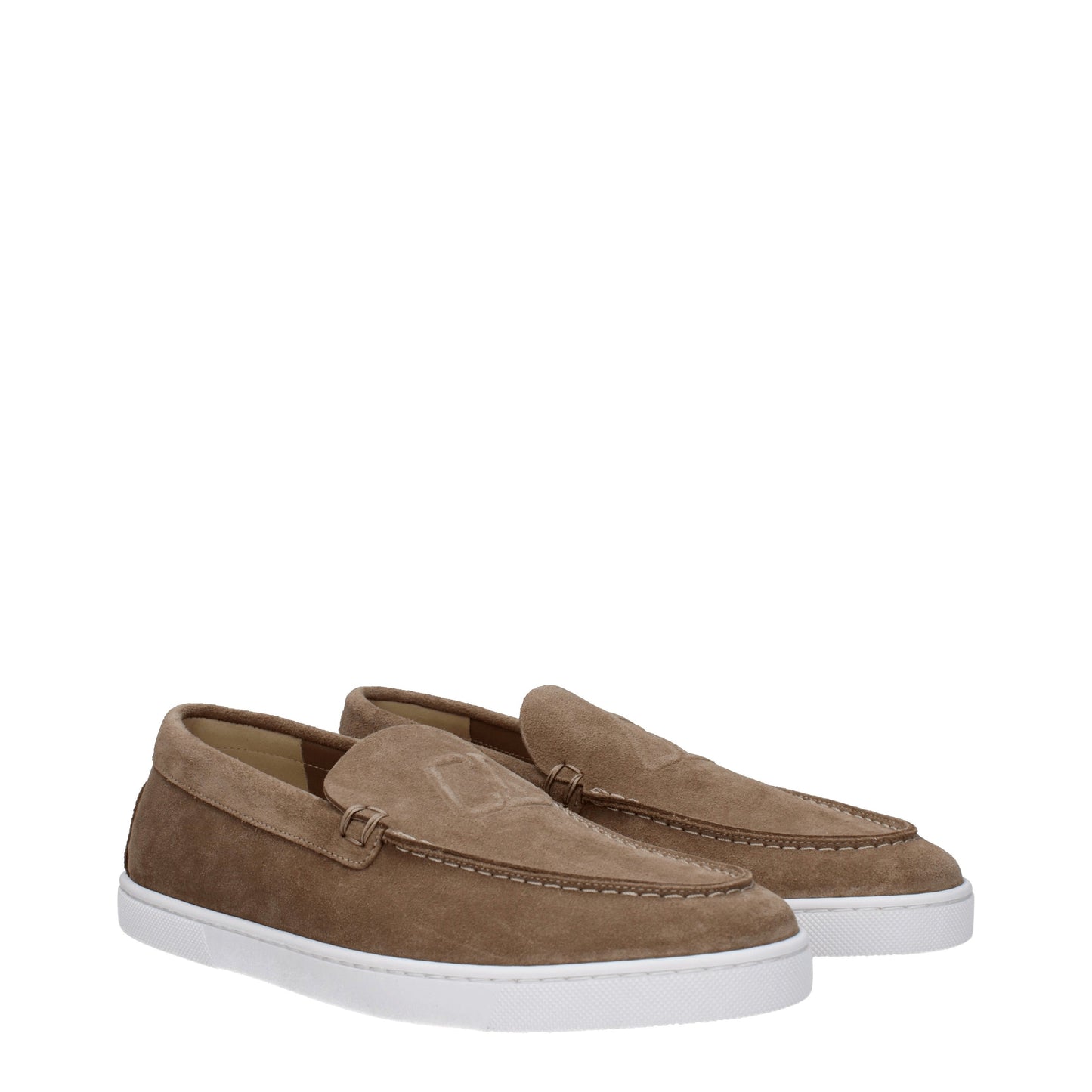 Louboutin Men's Loafers in Suede Beige/Rock