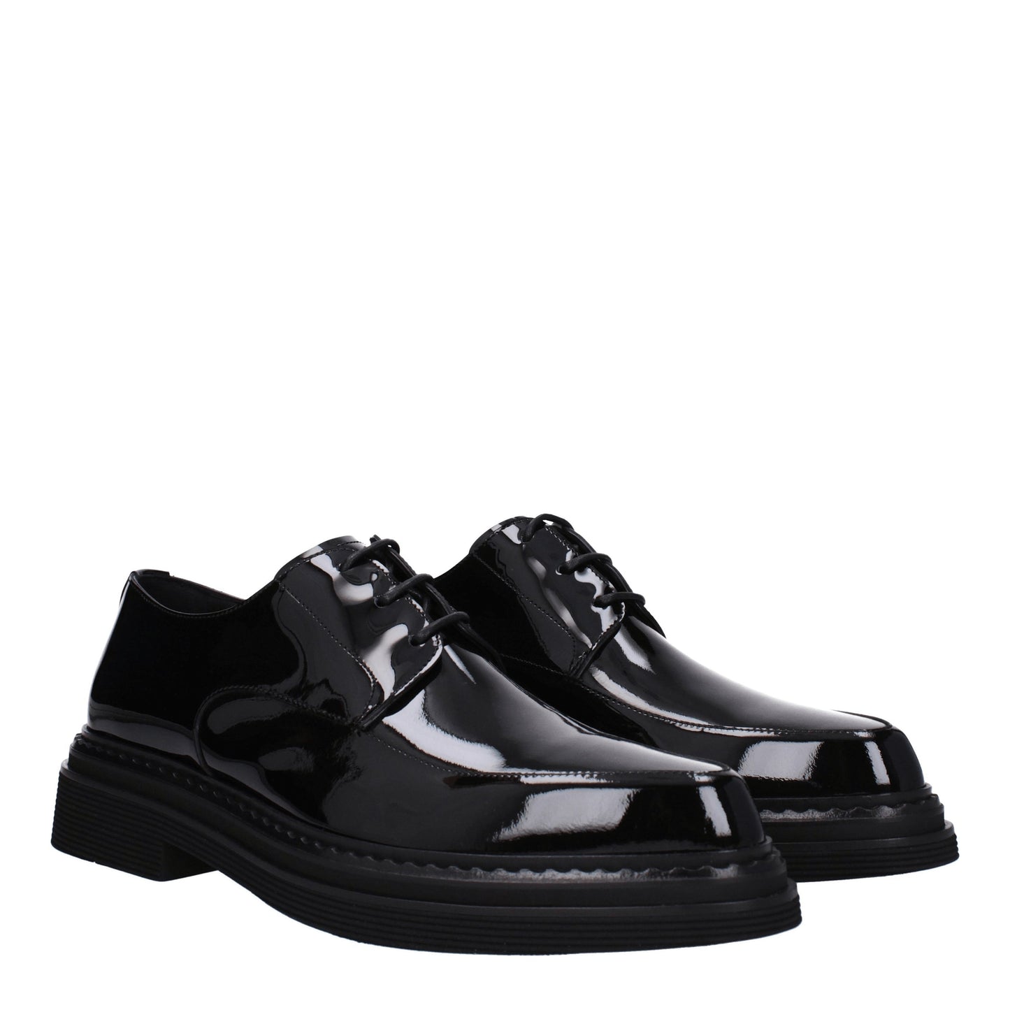 Dolce&Gabbana Men's Lace ups in Patent Leather Black