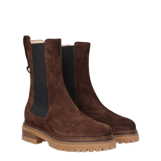 Sergio Rossi Women's Boots in Suede Brown/Dark Chocolate