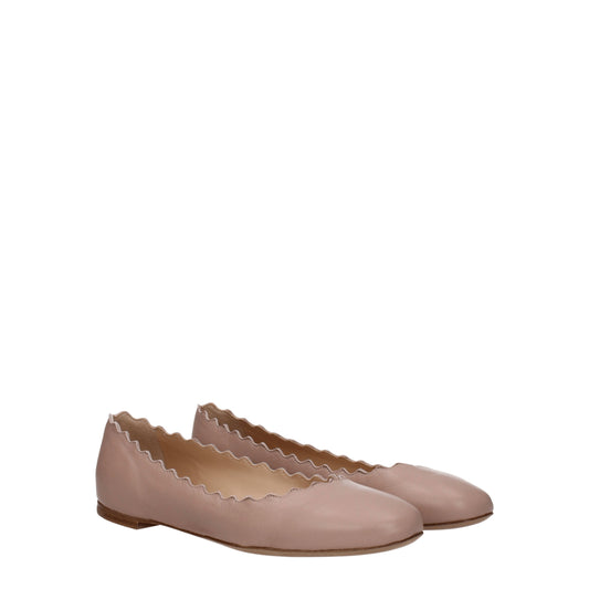 Chloé Women's Ballet Flats in Leather Pink/Pink Tea