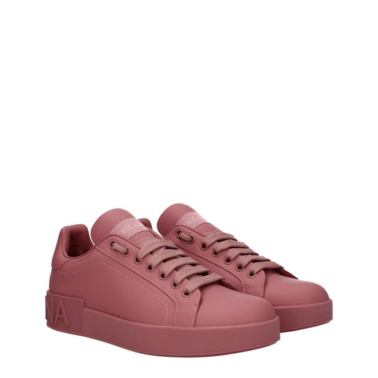 Dolce&Gabbana Women's Sneakers in Leather Pink/Antique Pink