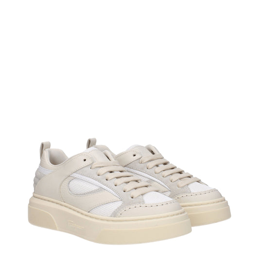 Salvatore Ferragamo Women's Sneakers in Leather Beige/Mascarpone