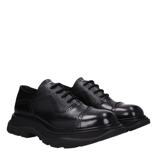 Alexander McQueen Men's Lace ups in Leather Black