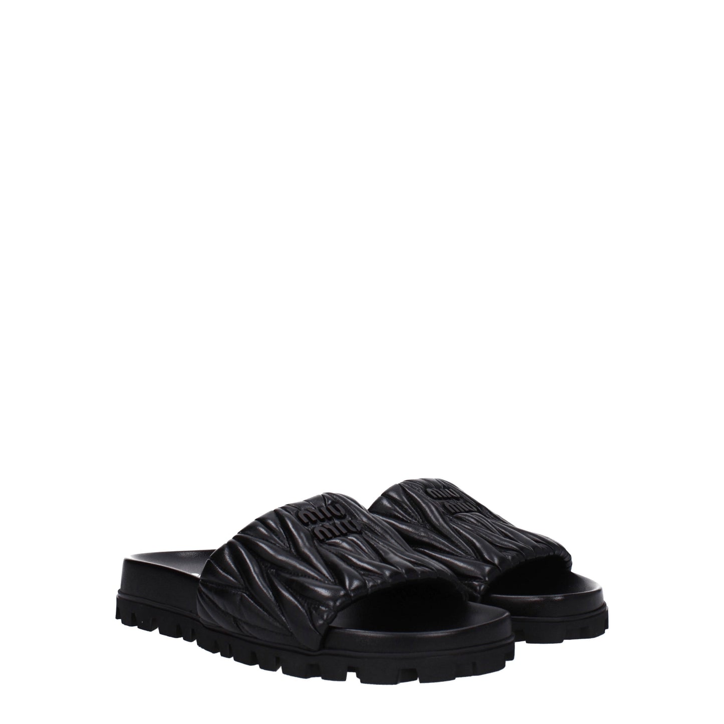 Miu Miu Women's Sandals & Slippers in Leather Black