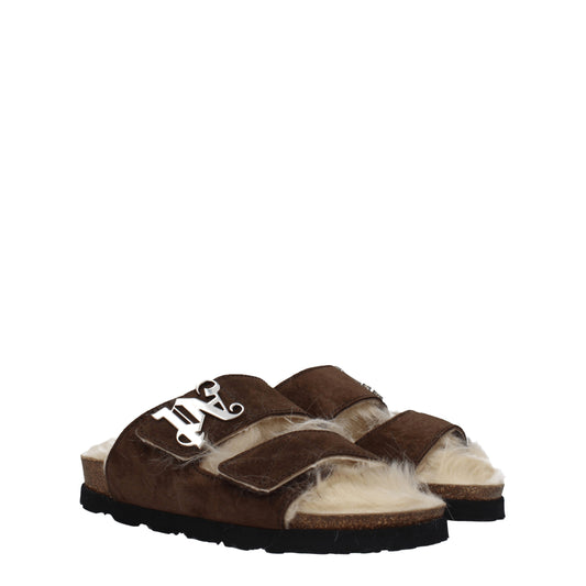 Palm Angels Women's Sandals & Slippers in Suede Brown