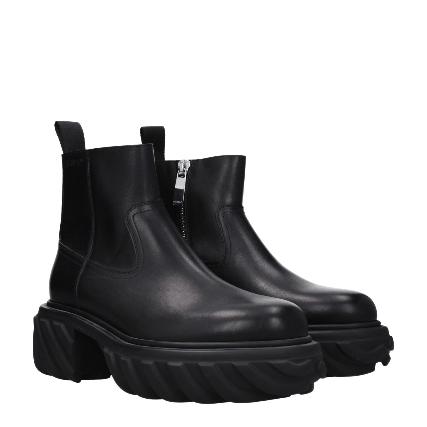 Off-White Men's Boots in Leather Black