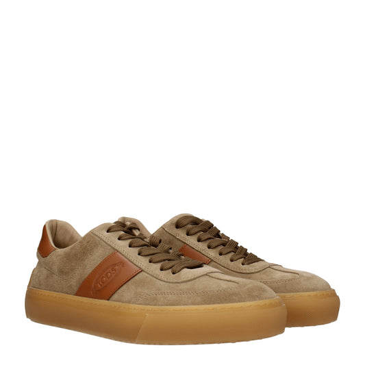 Tod's Men's Sneakers in Suede Beige/Brown