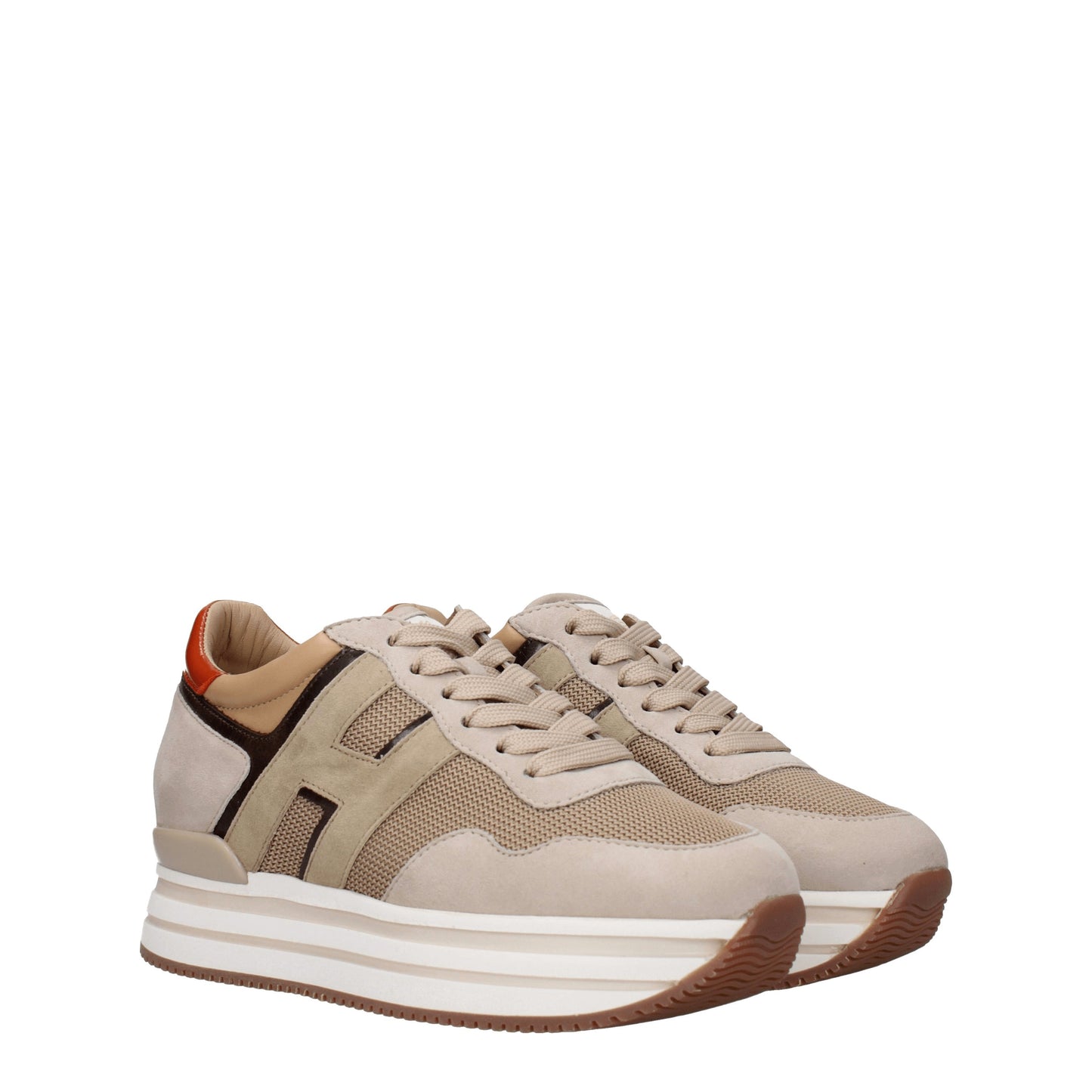 Hogan Women's Sneakers in Fabric  Beige/Orange