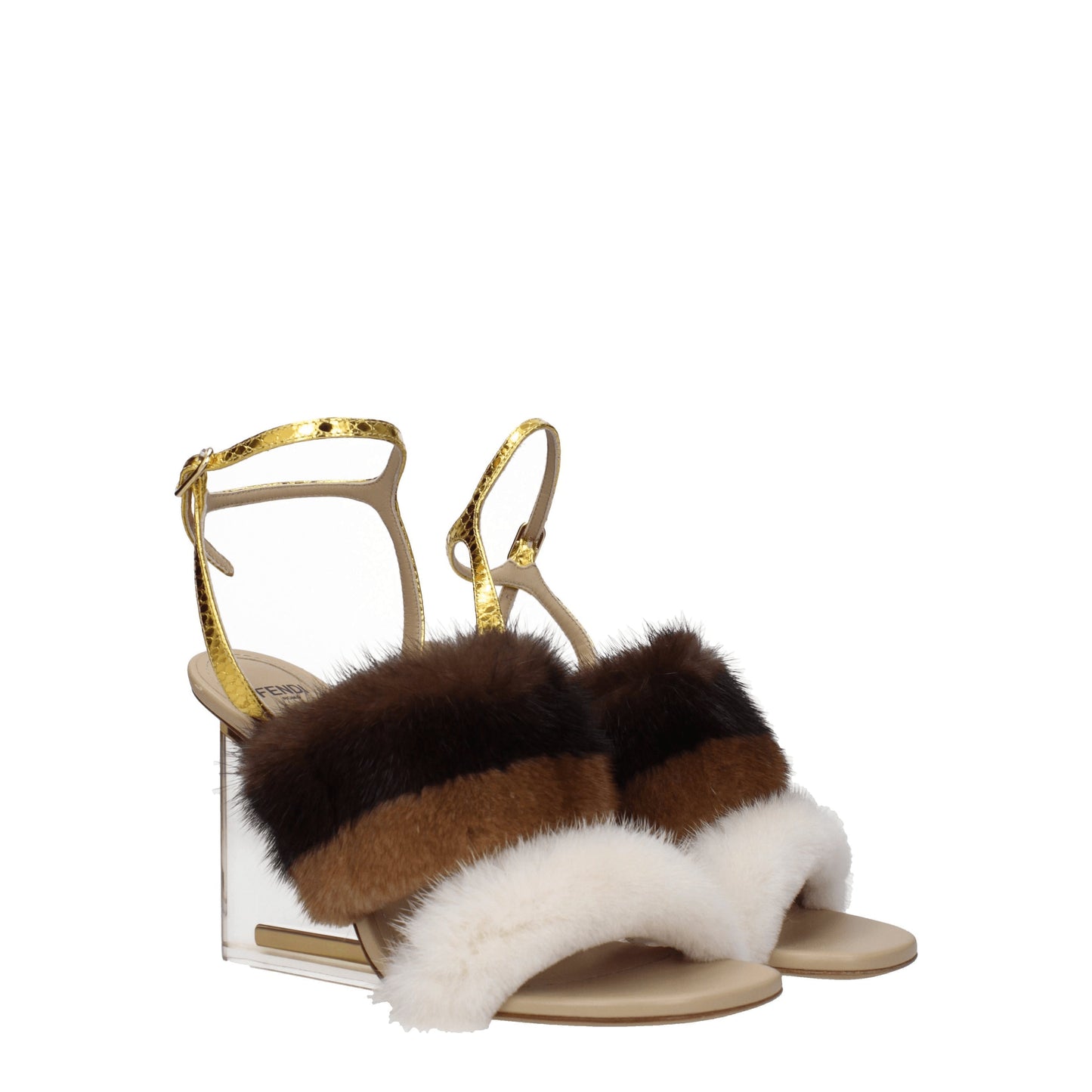 Fendi Women's Sandals in Mink Brown/Gold