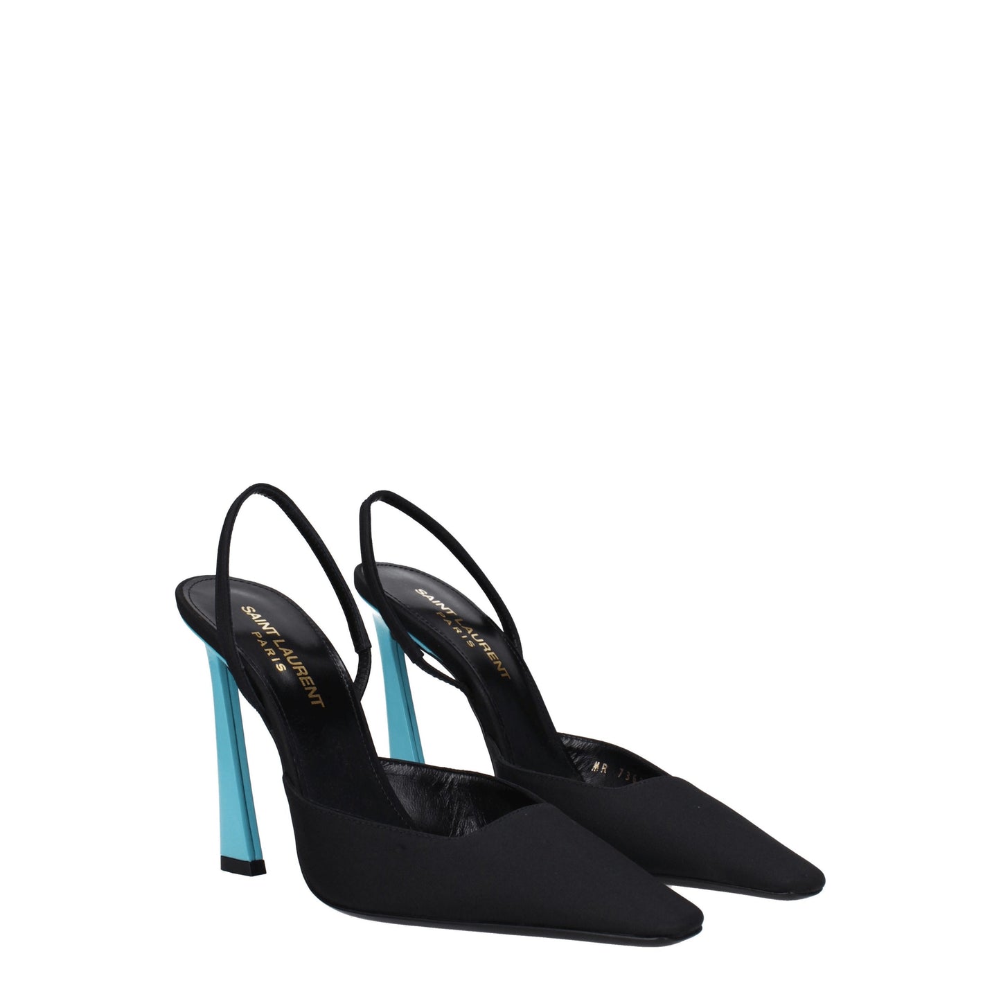 Saint Laurent Women's Sandals in Fabric  Black/Sky