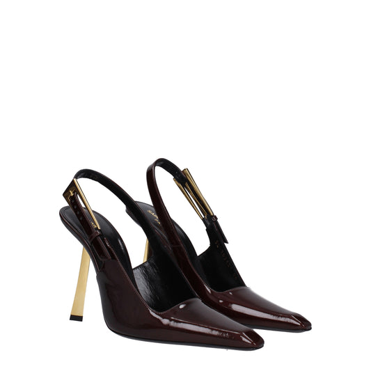 Saint Laurent Women's Sandals in Patent Leather Brown/Glacene Brown