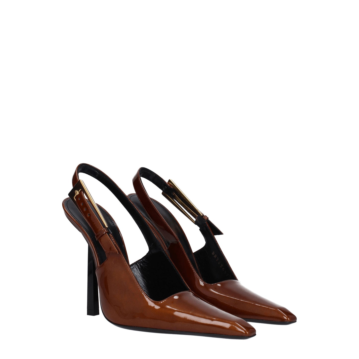 Saint Laurent Women's Sandals in Patent Leather Brown/Chestnut