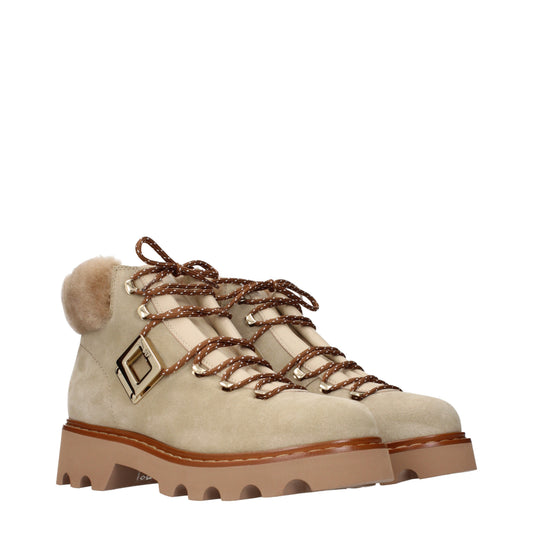 Roger Vivier Ankle Boots Women Suede Beige