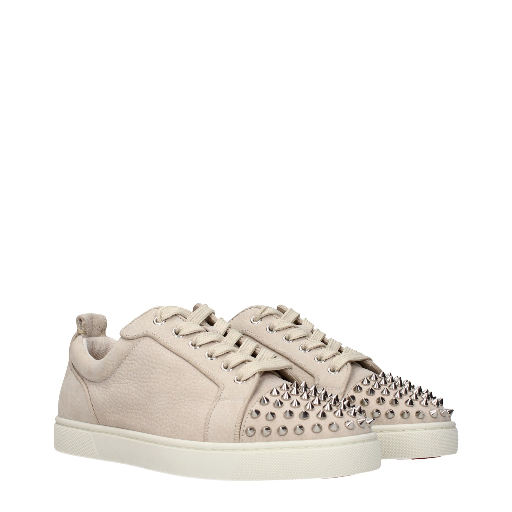 Louboutin Sneakers Men Leather Beige