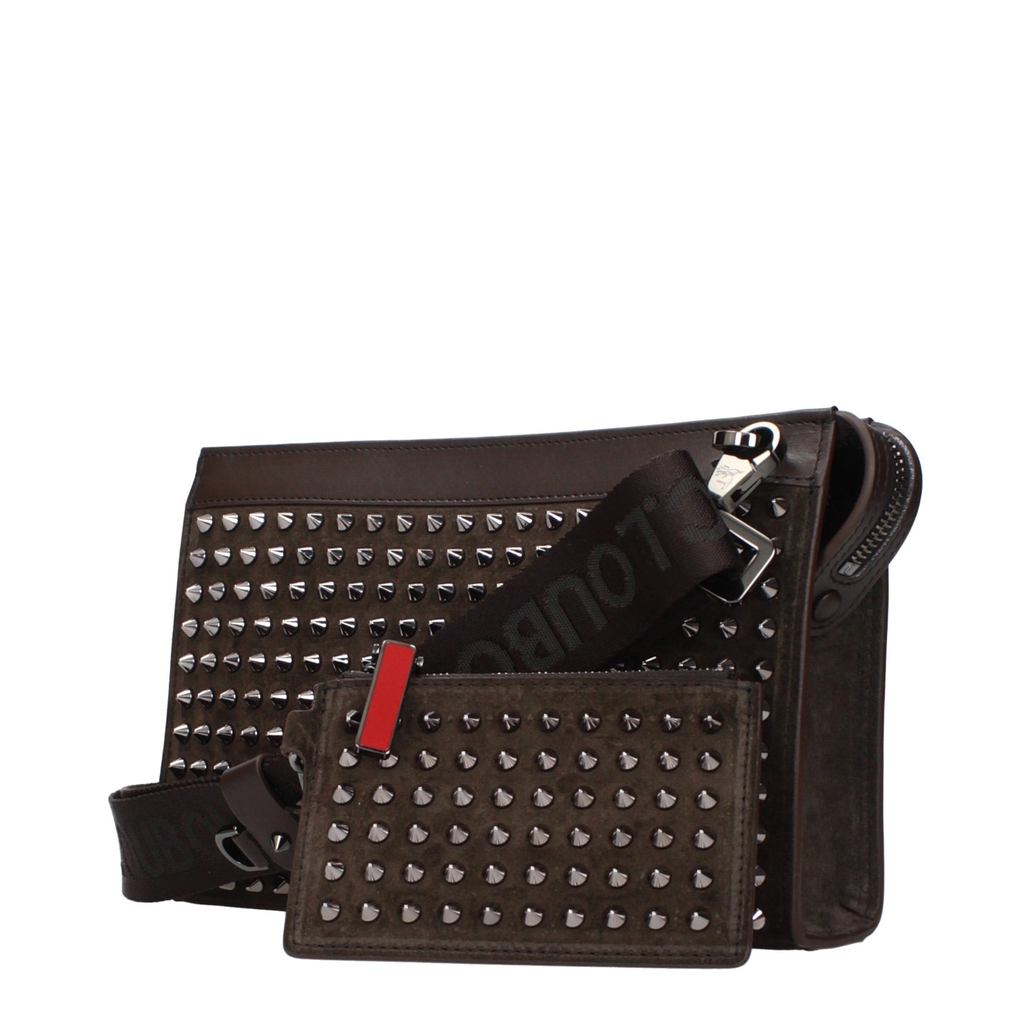 Louboutin Crossbody Bags Men Suede Brown/Coffee