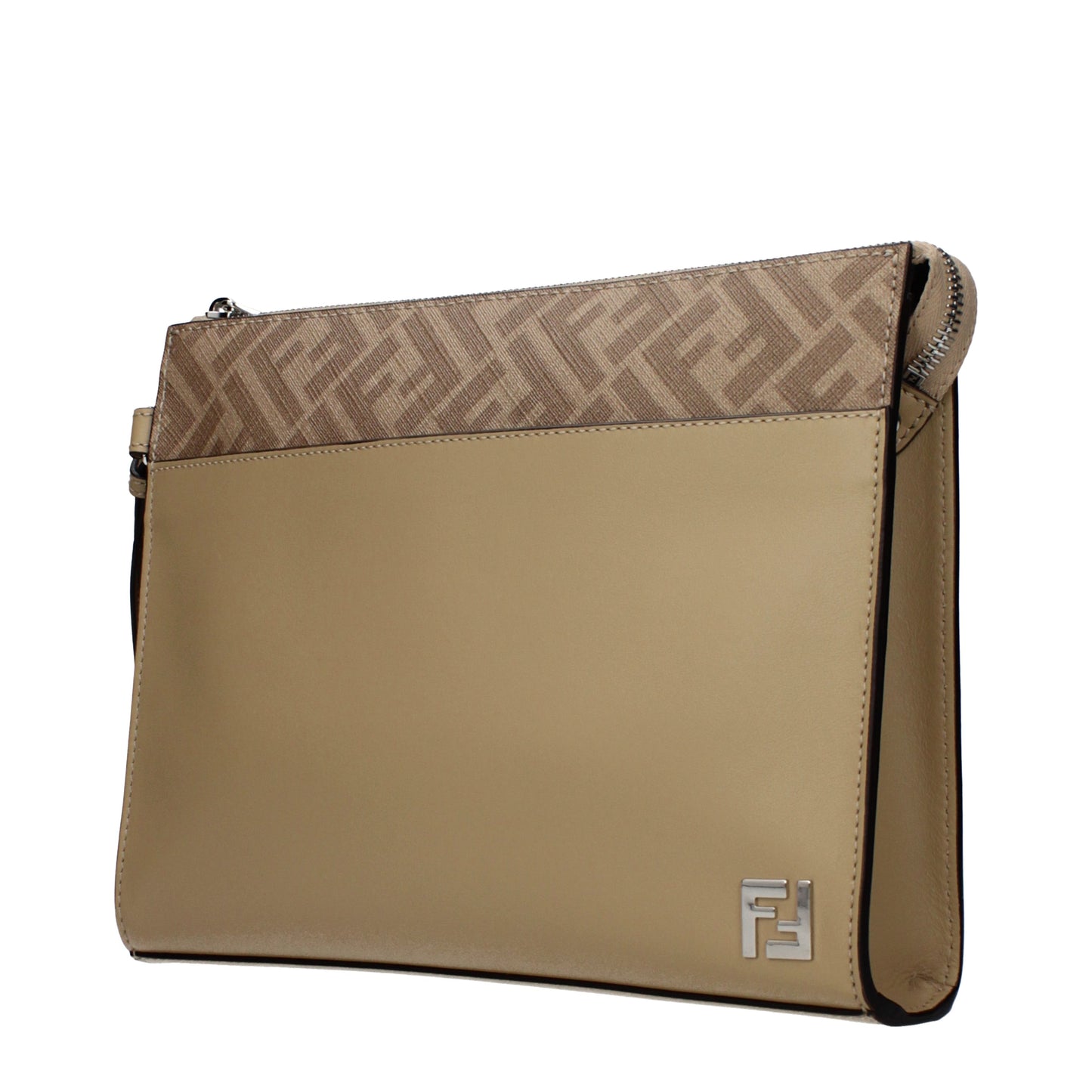 Fendi Clutches Men Leather Beige/Sand
