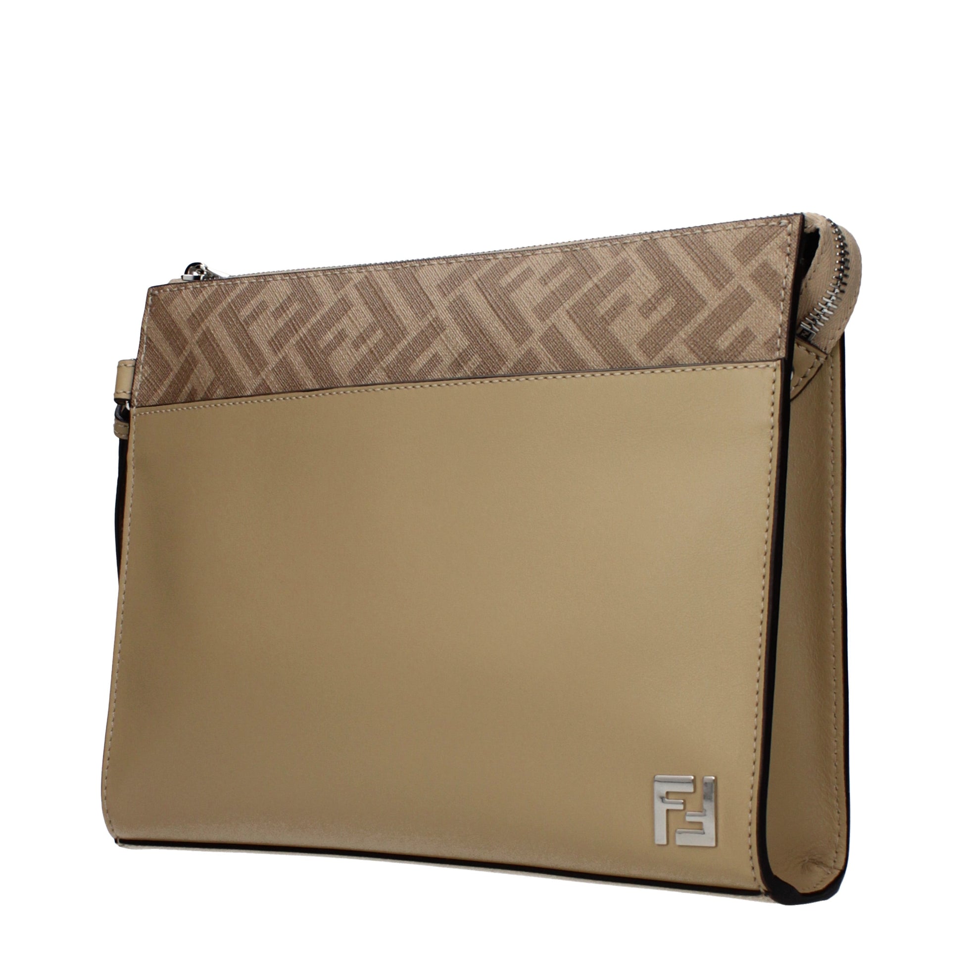 Fendi Clutches Men Leather Beige/Sand
