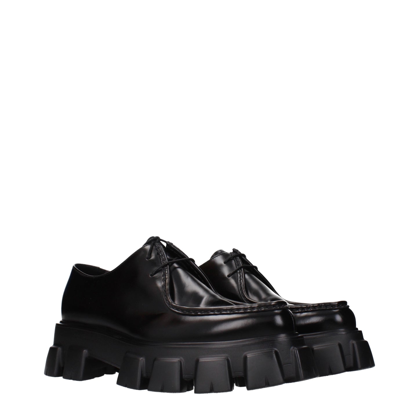 Prada Lace up and Monkstrap Men Leather Black