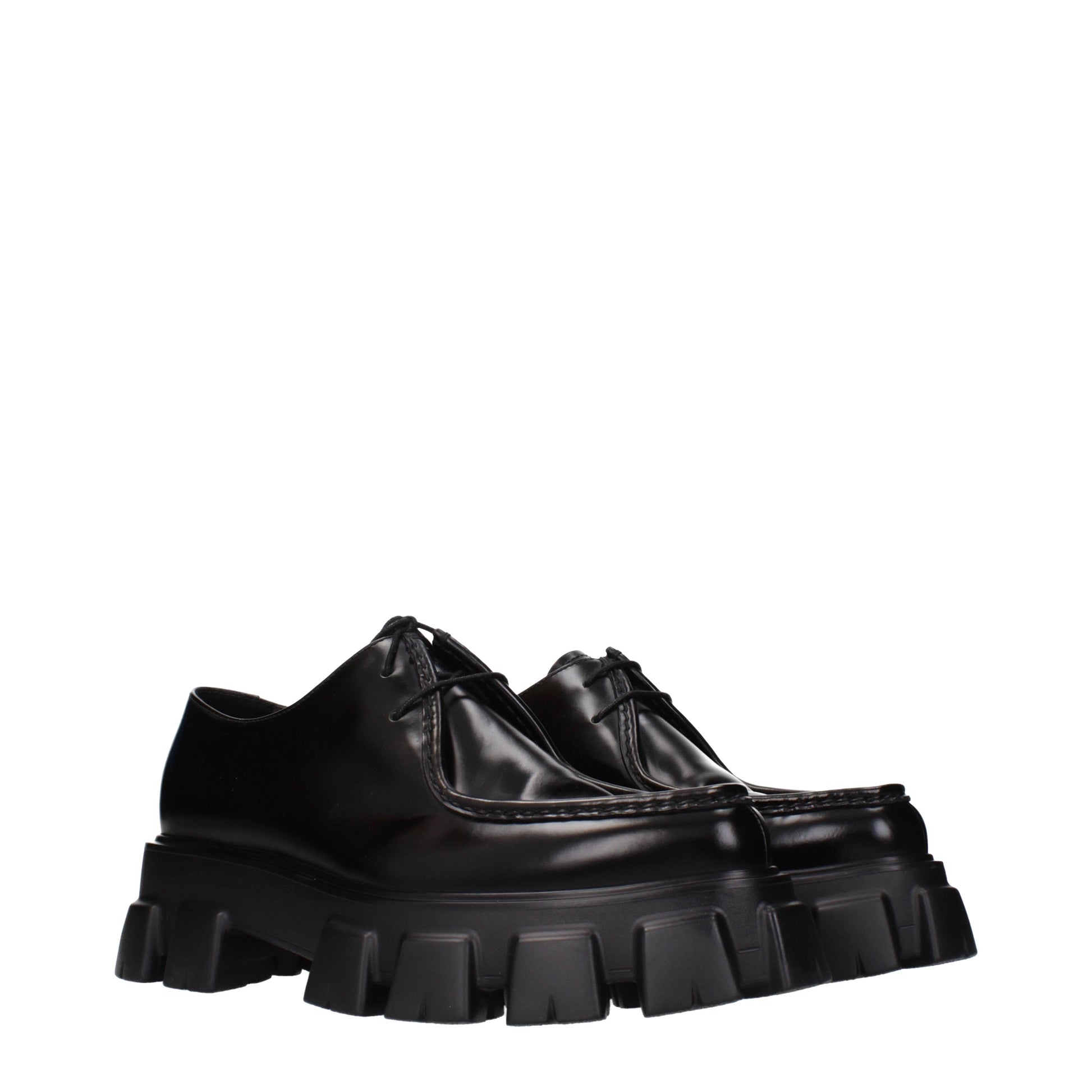 Prada Lace up and Monkstrap Men Leather Black