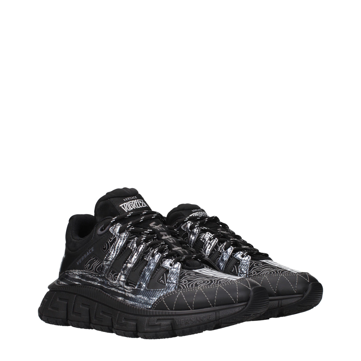 Versace Sneakers Men Fabric  Black/Silver