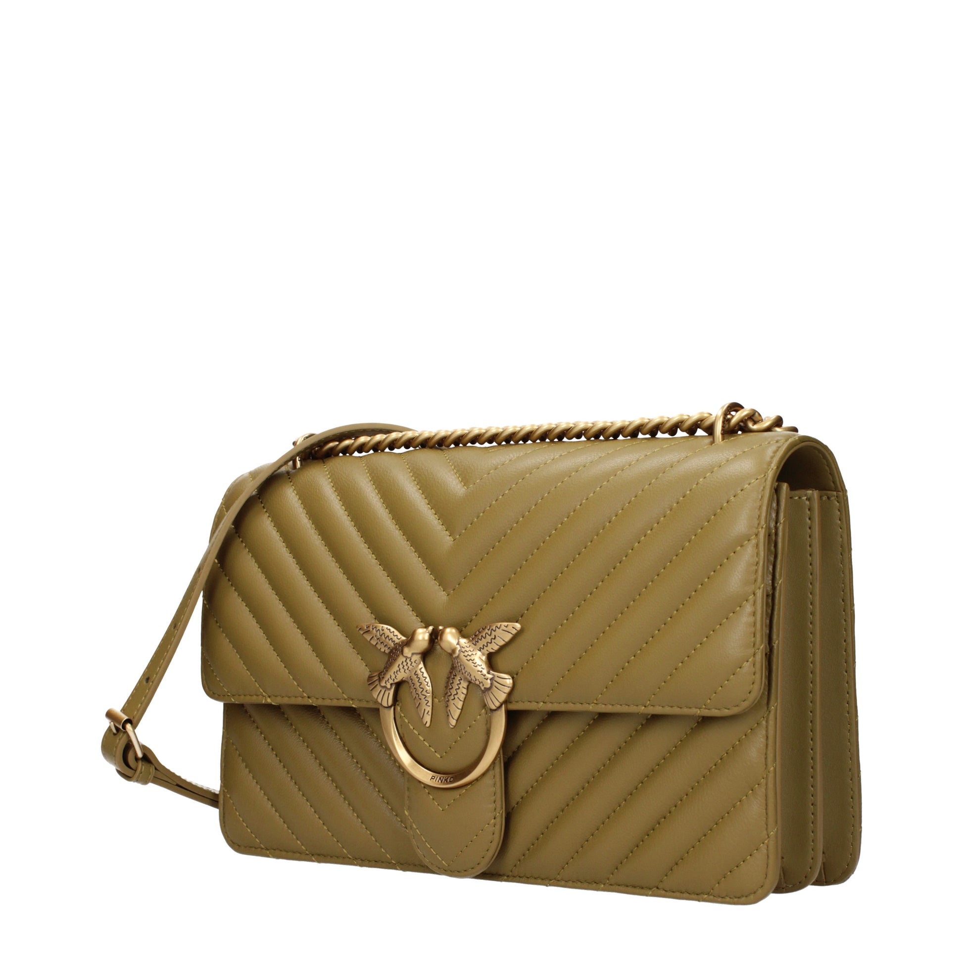 Pinko Crossbody Bags Women Leather Green/Kangaroo
