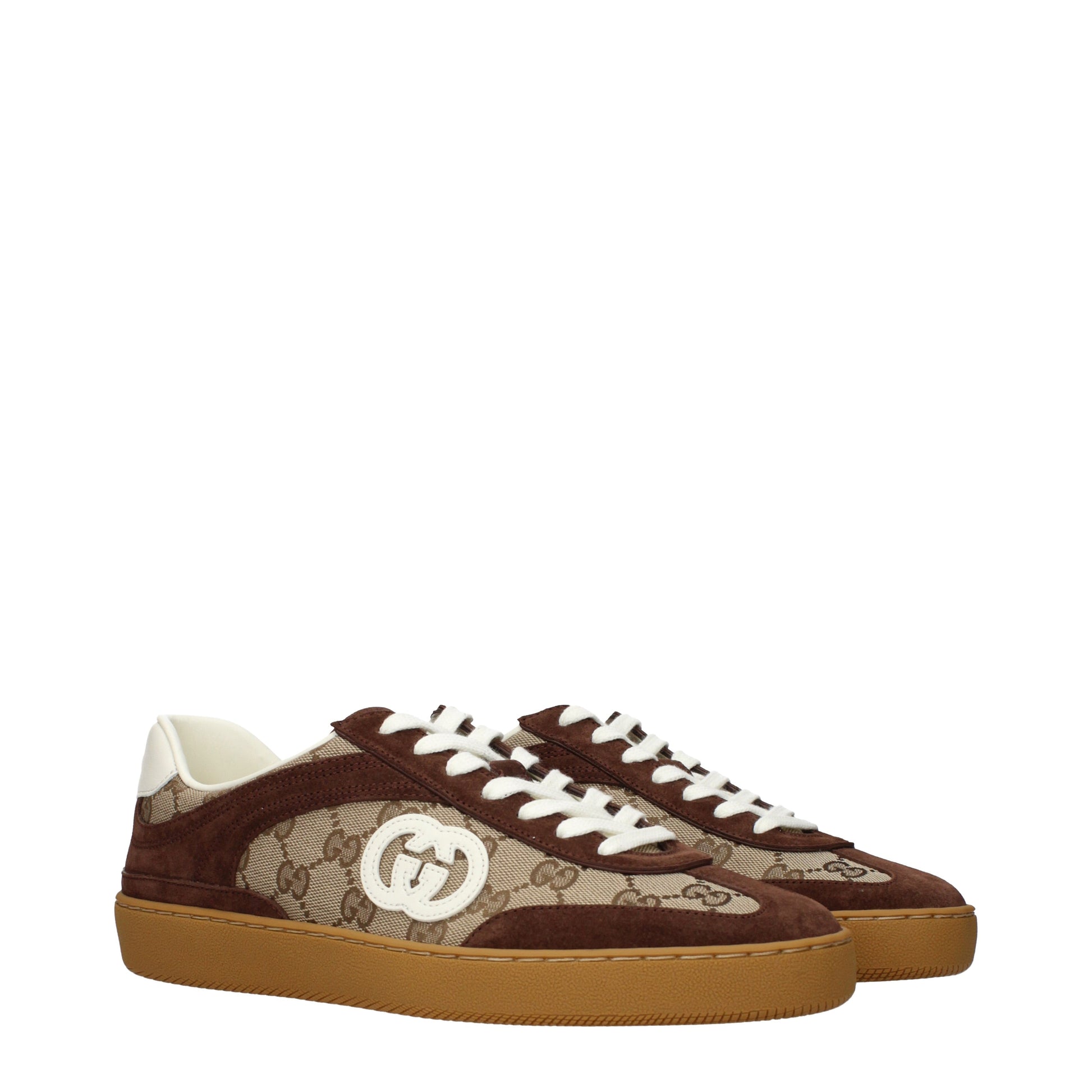 Gucci Sneakers Men Fabric  Beige/Brown