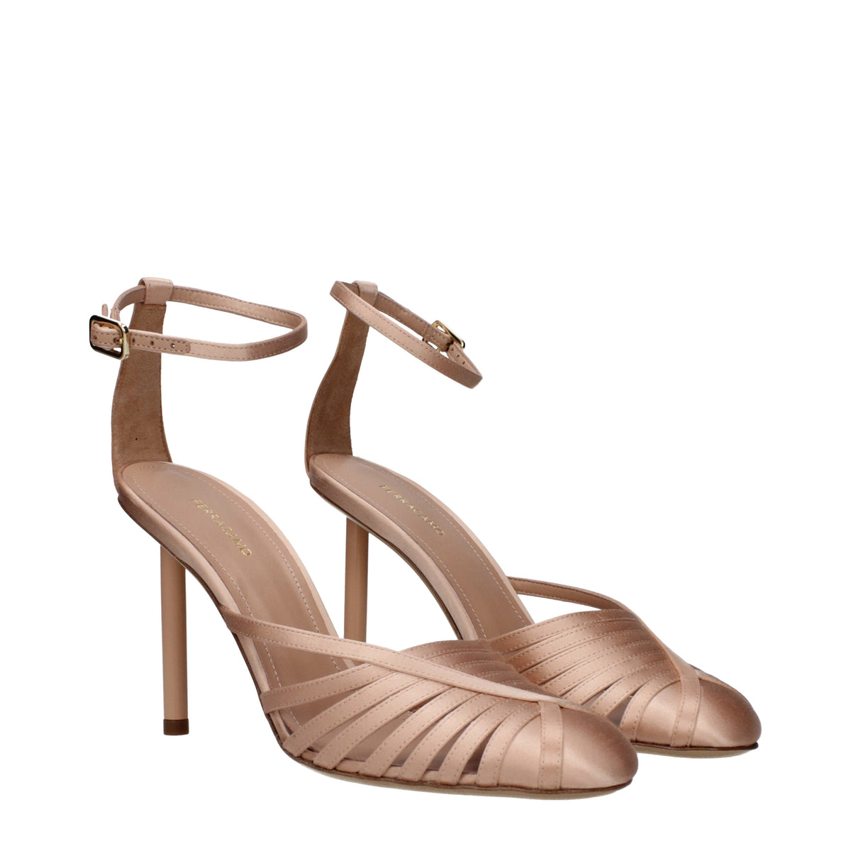 Salvatore Ferragamo Sandals Women Satin Pink/Nude Pink