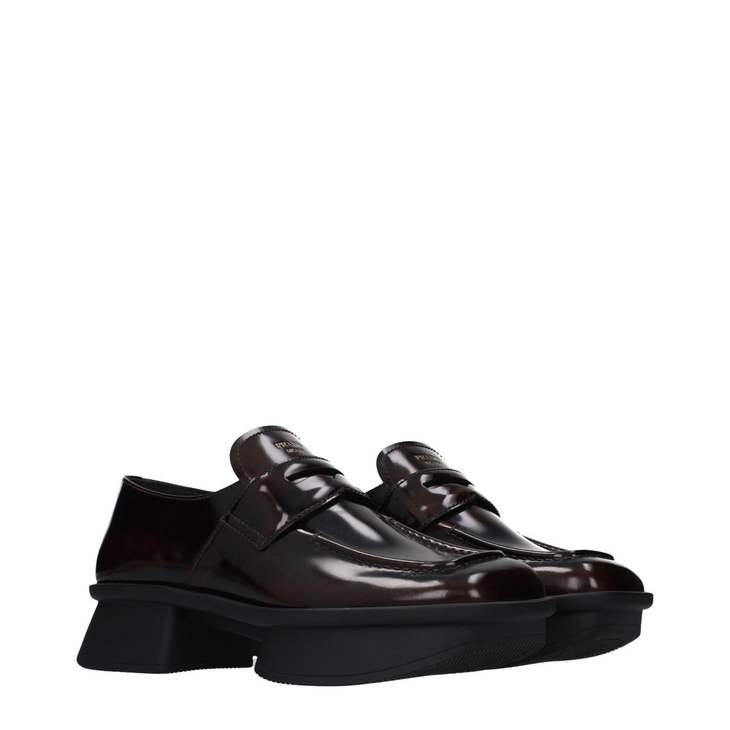 Prada Loafers Women Leather Brown/Burnt