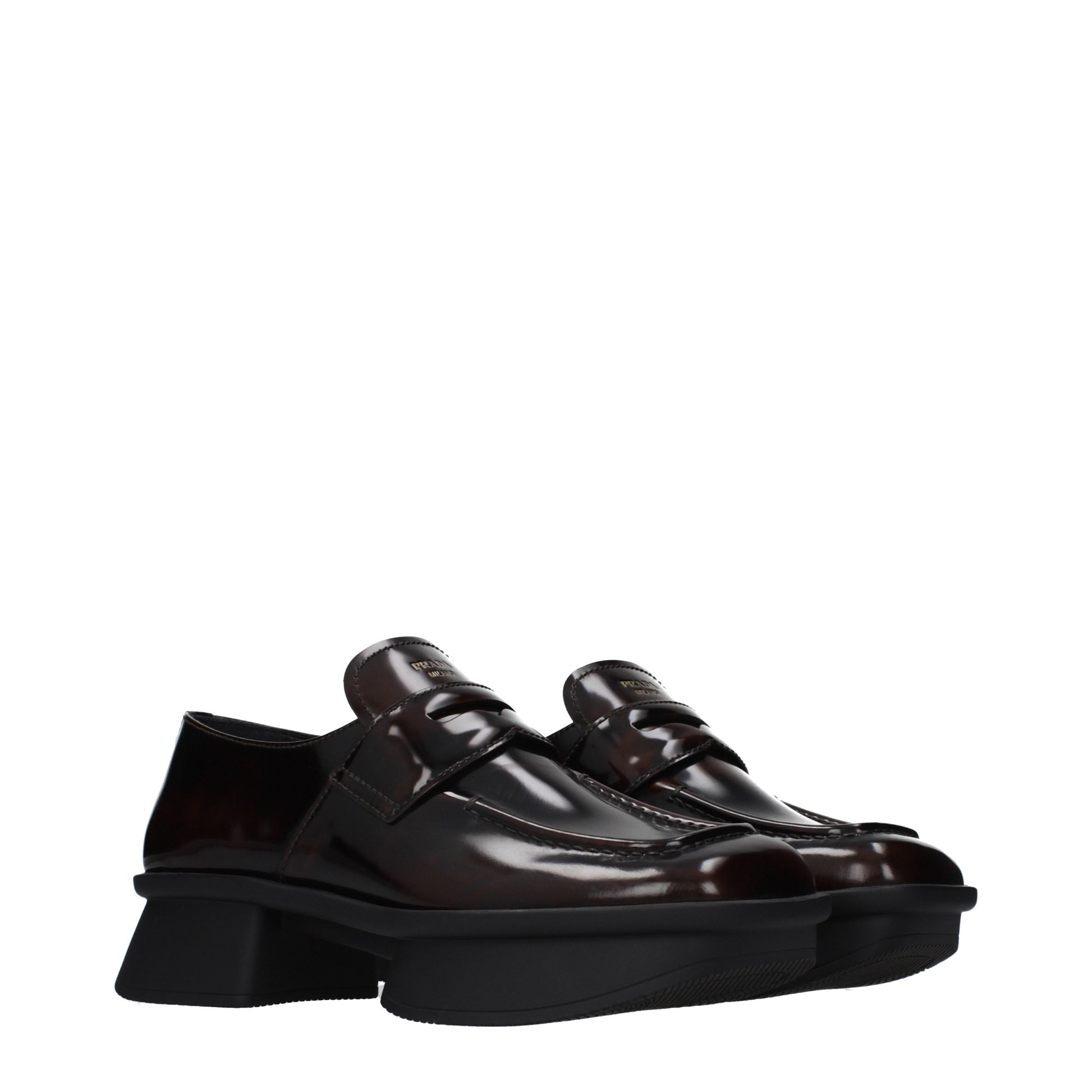 Prada Loafers Women Leather Brown/Burnt