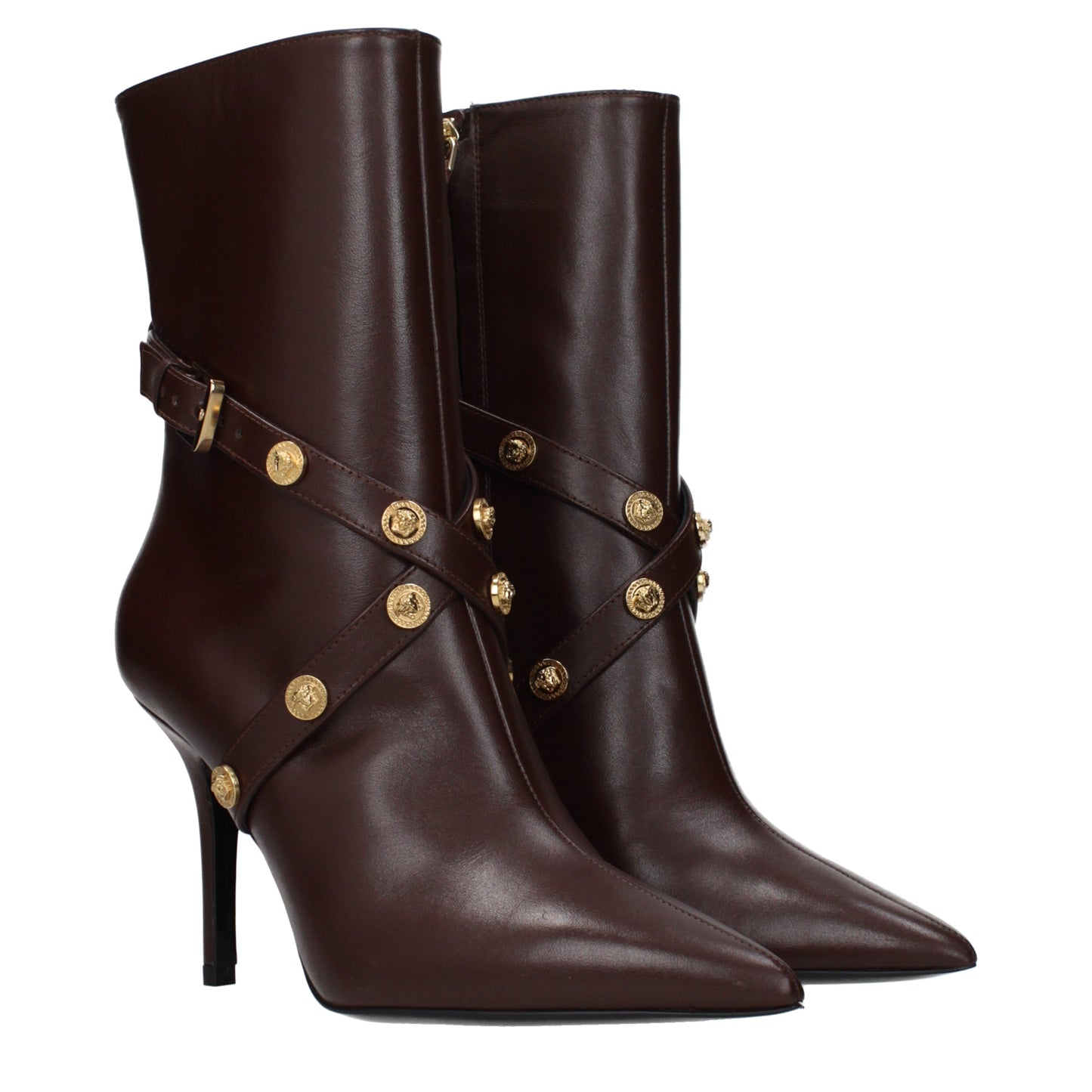 Versace Ankle Boots Women Leather Brown/Chocolate