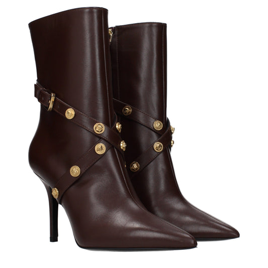 Versace Ankle Boots Women Leather Brown/Chocolate