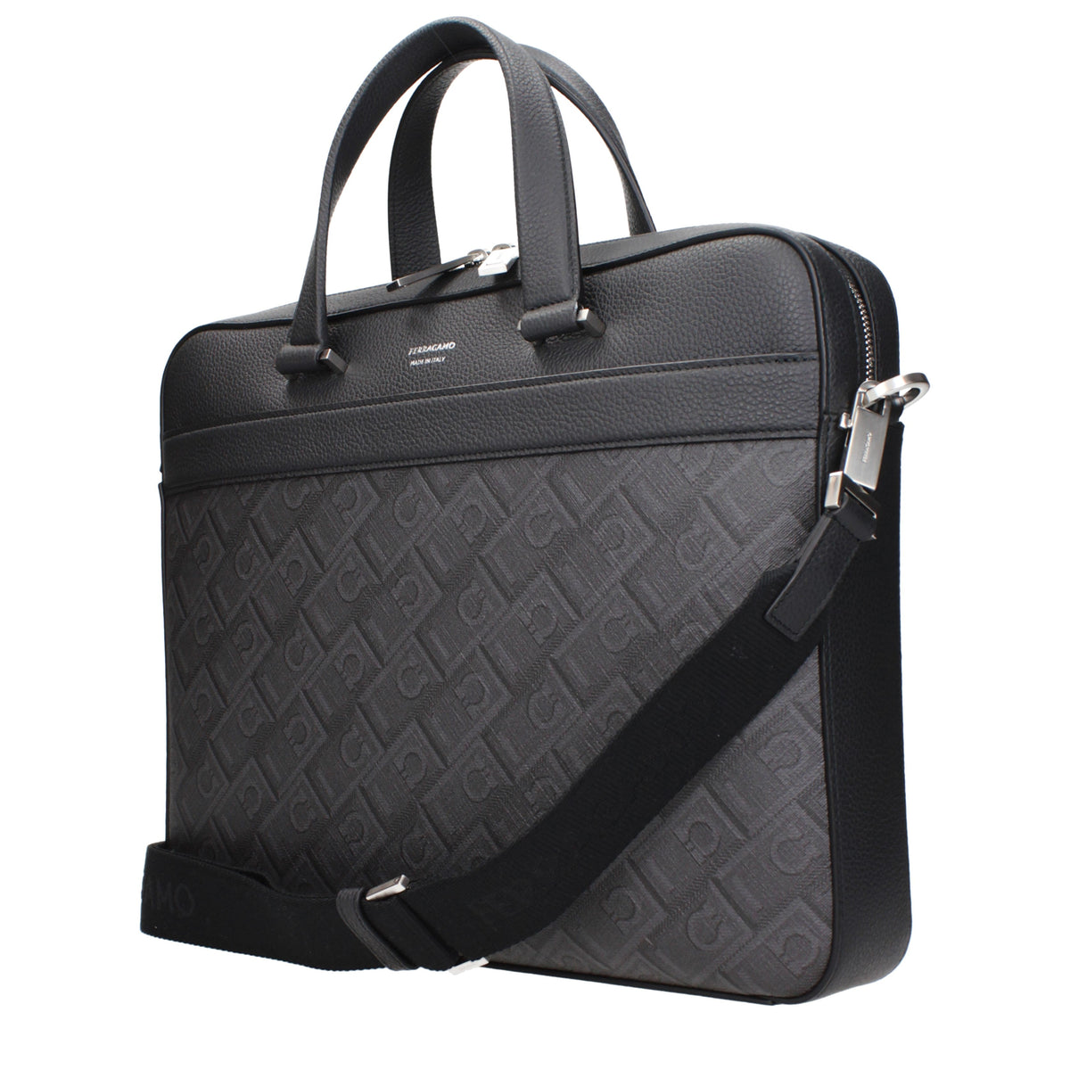 Salvatore Ferragamo Work Bags Men Fabric  Black/Grey