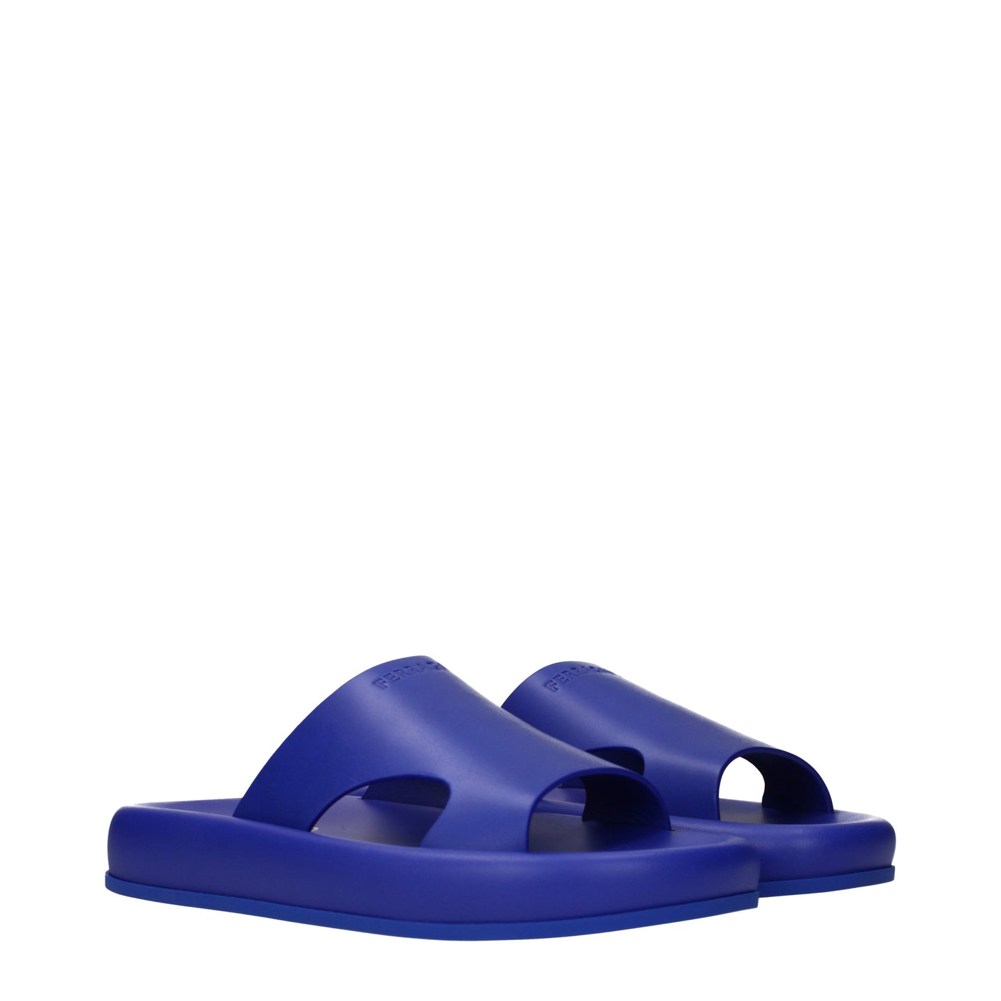 Salvatore Ferragamo Slippers and Clogs Men Leather Blue/Lapis Lazuli