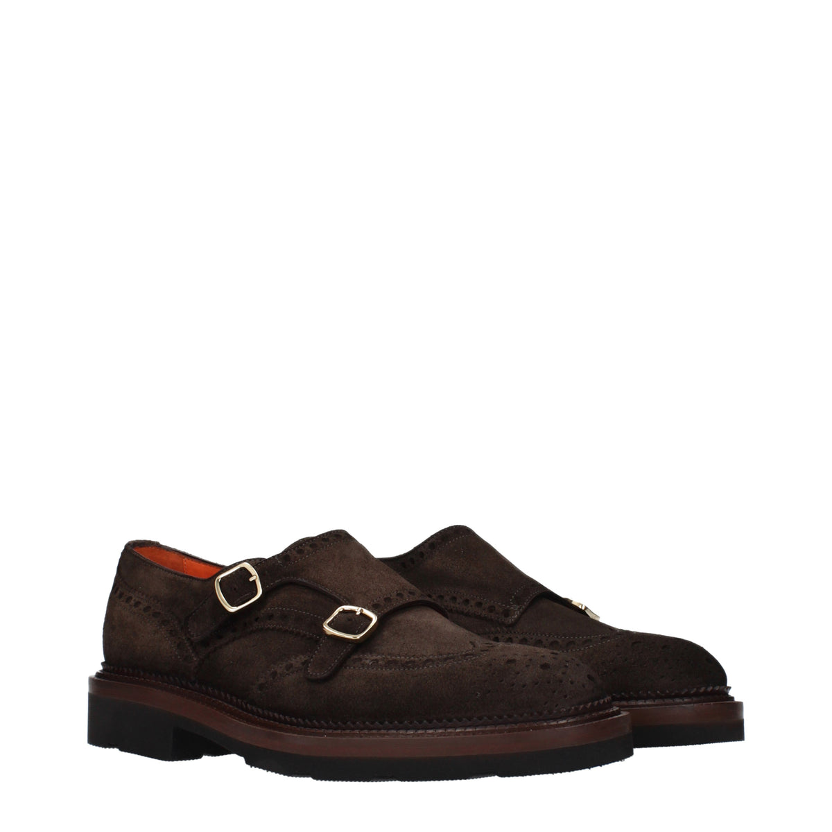Santoni Lace up and Monkstrap Men Suede Brown/Dark Brown