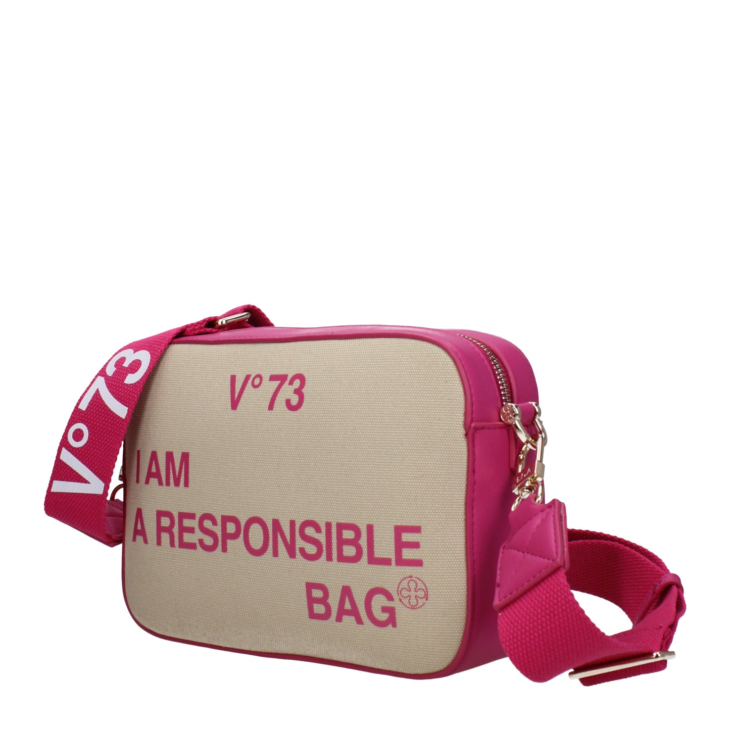 V°73 Crossbody Bags Women Polyester Beige/Fuchsia