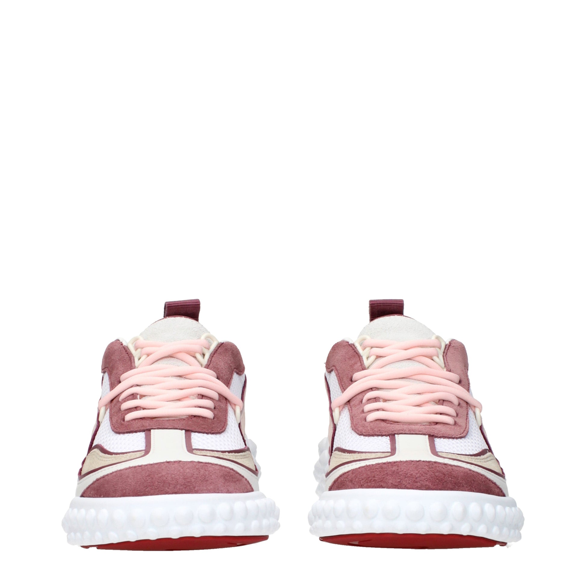 Louboutin Sneakers Women Suede Pink/Optic White