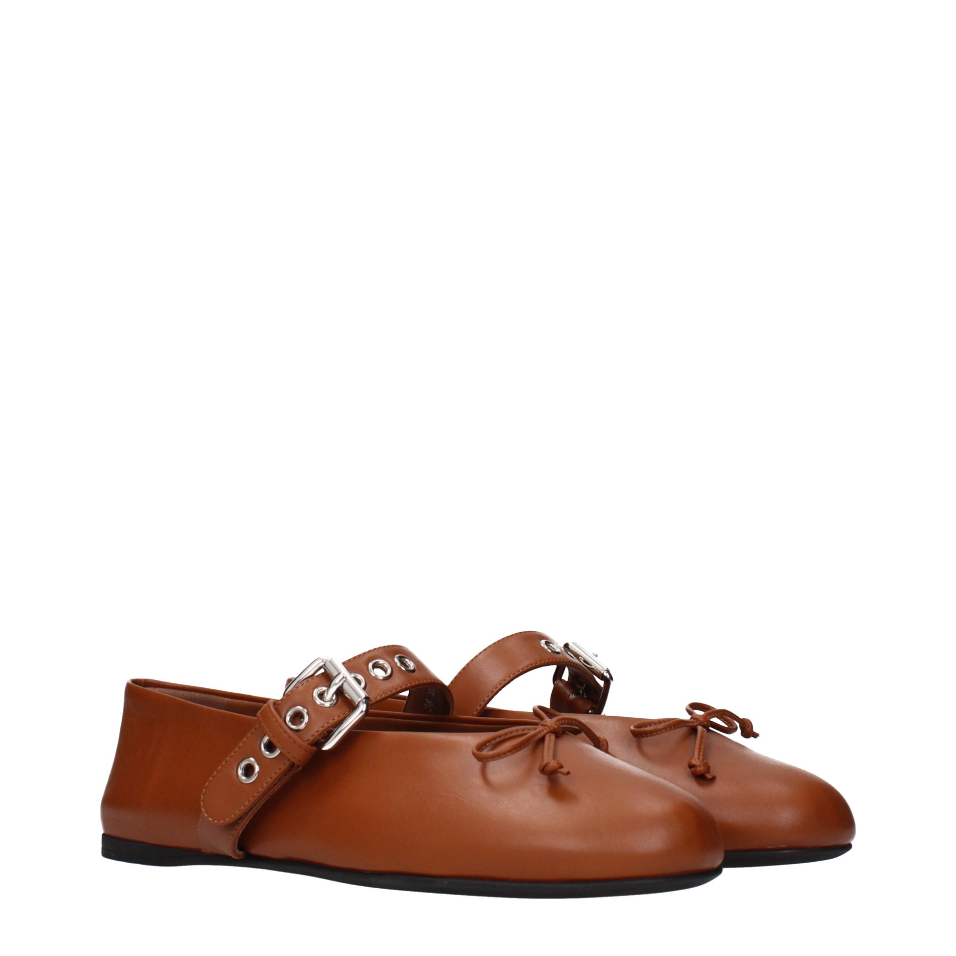 Miu Miu Ballet Flats Women Leather Brown/Cognac