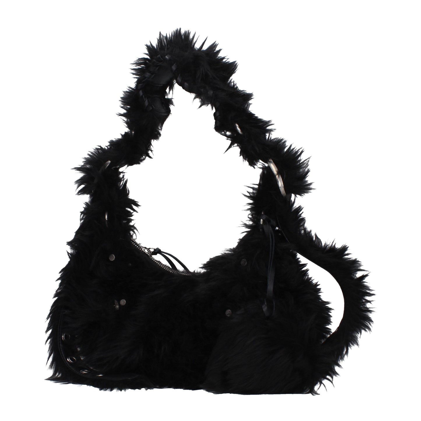Balenciaga Shoulder Bags Women Eco Fur Black