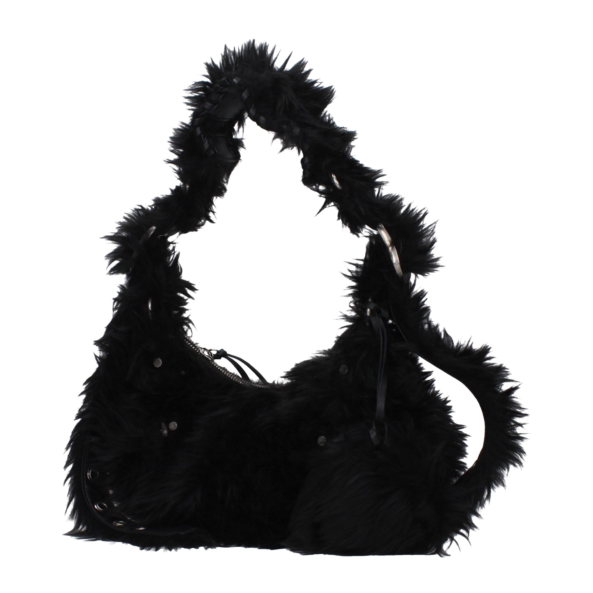 Balenciaga Shoulder Bags Women Eco Fur Black