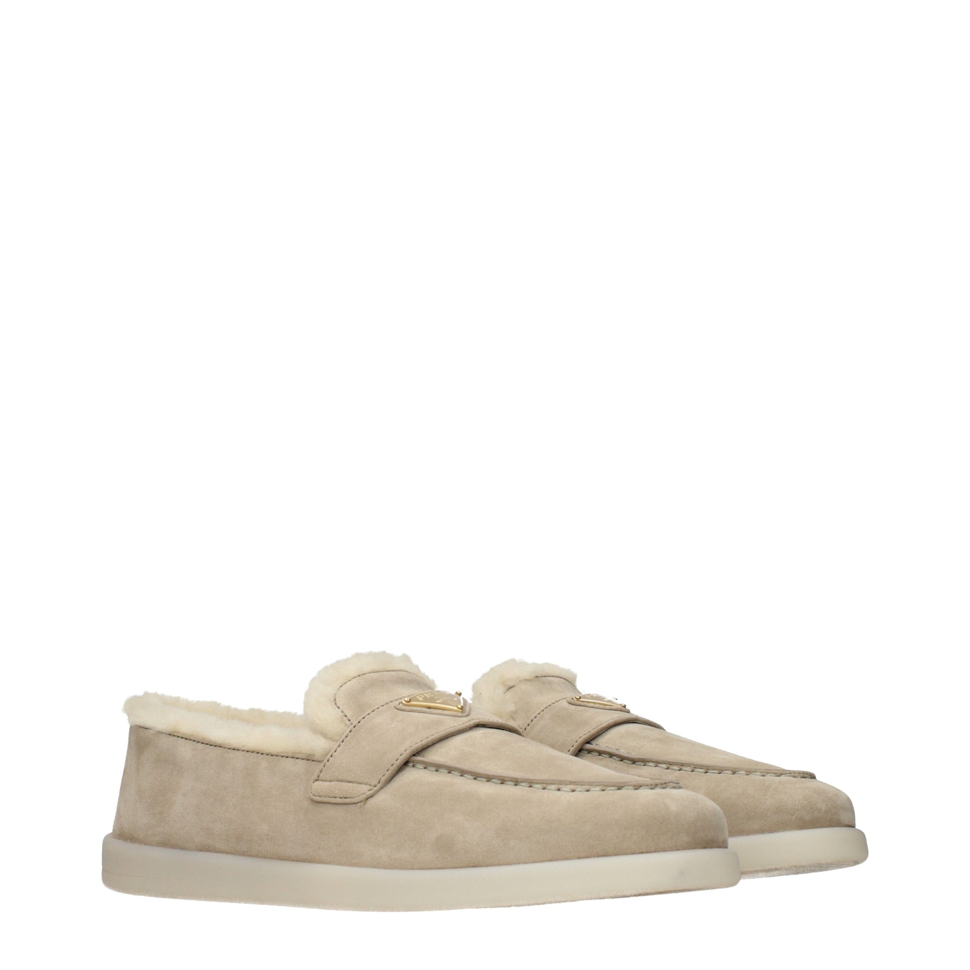 Prada Loafers Women Suede Beige/Desert