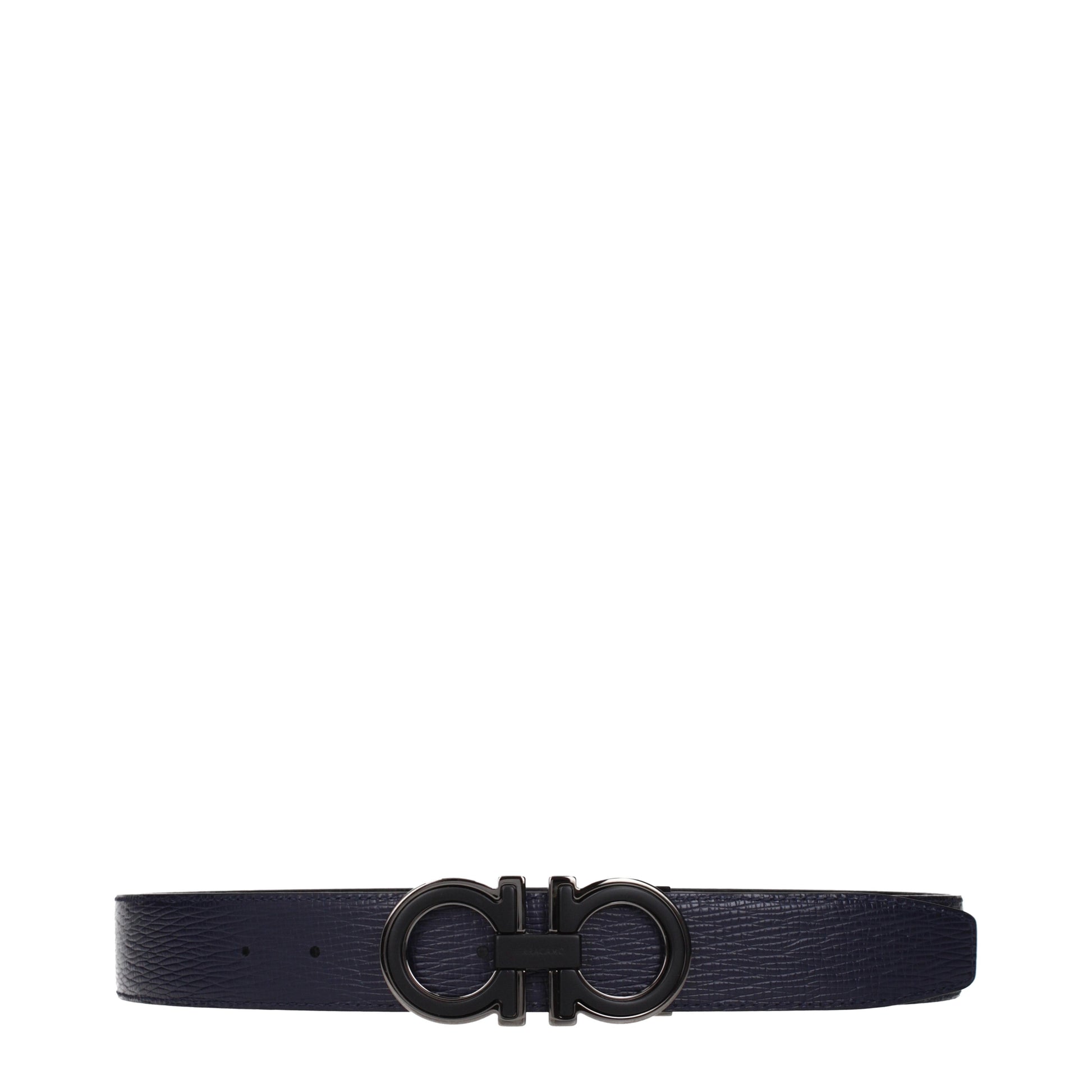 Salvatore Ferragamo Belts Men Leather Black/Midnight Blue
